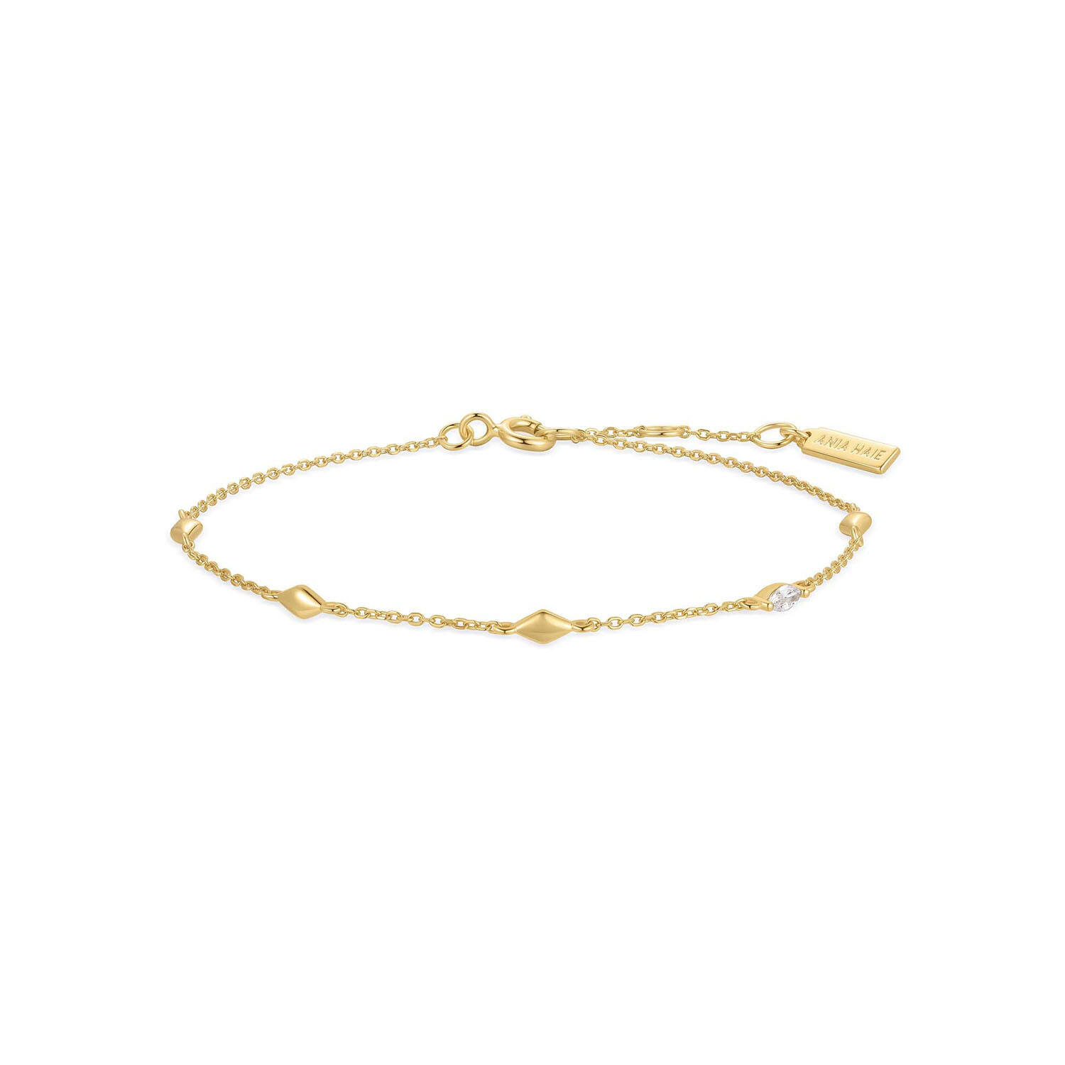  Melodic Poet - Bracelets with stone - Silver / 14kt GP - Zirconia - 18,5cm
